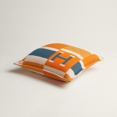 美品 HERMES ストライプブランケットオレンジ・クリーム 美品 HERMES